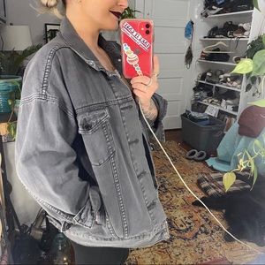 FREE PEOPLE oversized black jean jacket